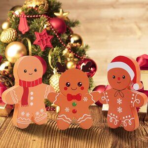 Christmas Decorations Indoor, Cute Tiered Tray Decor Set of 3, Wooden Blocks Xma